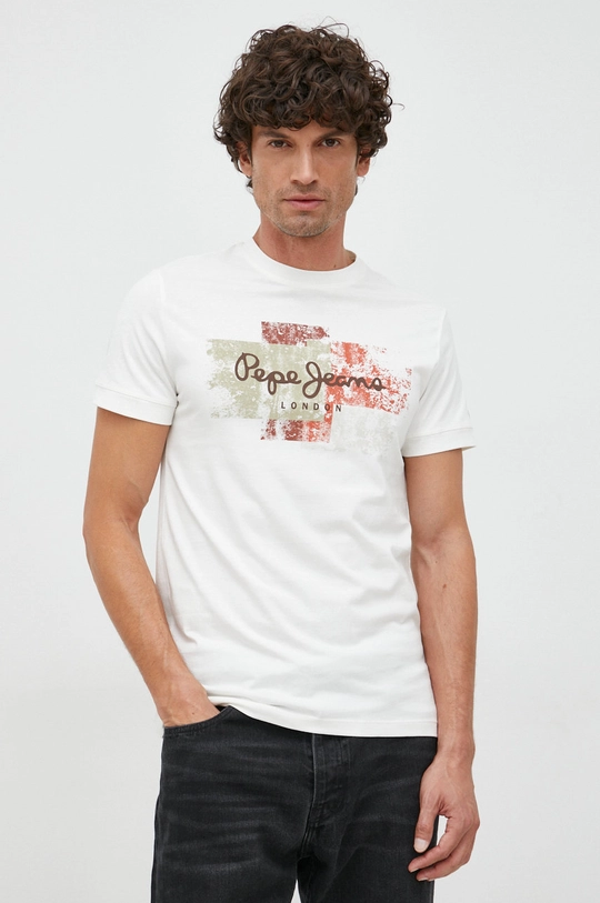 biały Pepe Jeans t-shirt bawełniany Męski