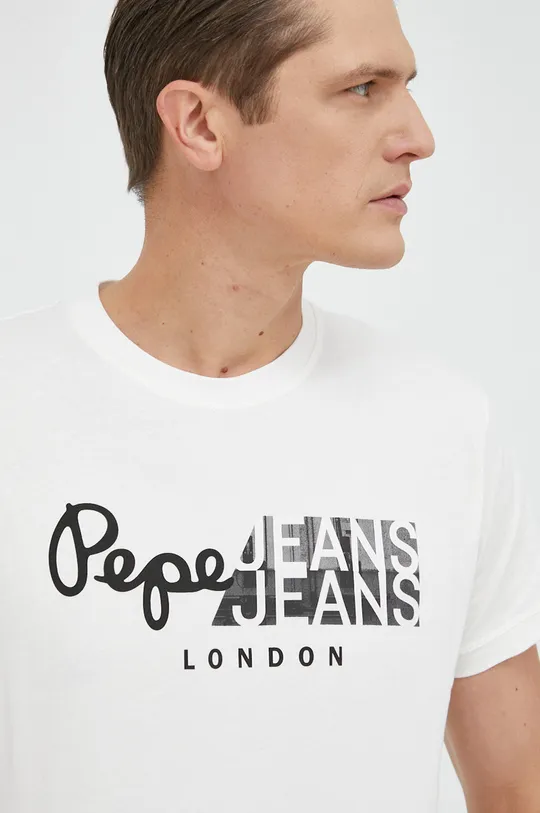 bílá Bavlněné tričko Pepe Jeans Topher