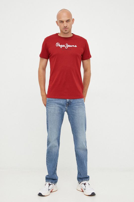 Pepe Jeans t-shirt bawełniany kasztanowy