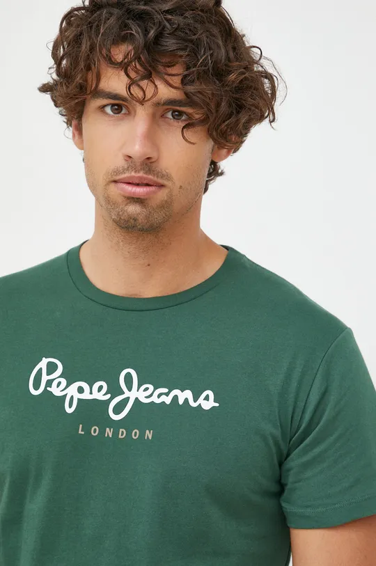 πράσινο Βαμβακερό μπλουζάκι Pepe Jeans