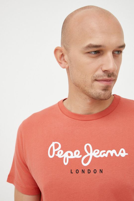broskvová Bavlněné tričko Pepe Jeans