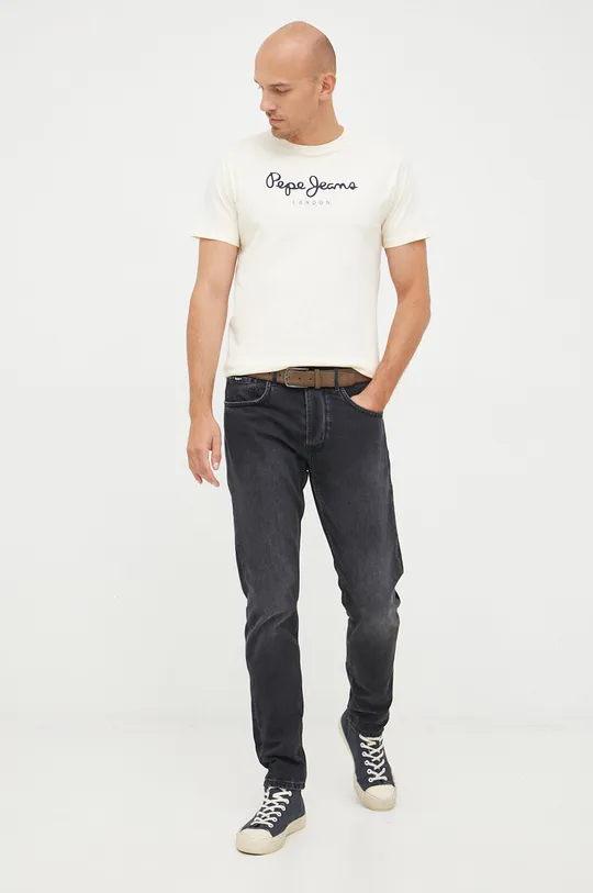 Bavlnené tričko Pepe Jeans béžová