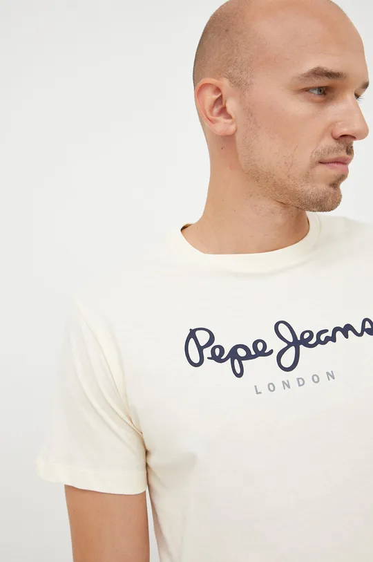 бежевый Хлопковая футболка Pepe Jeans