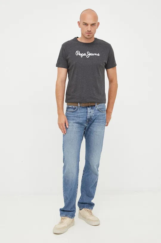 Βαμβακερό μπλουζάκι Pepe Jeans γκρί