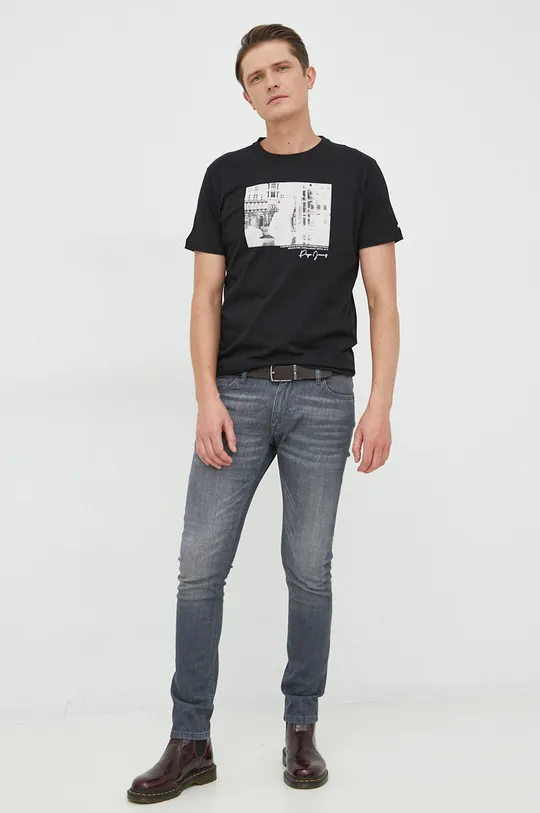 Βαμβακερό μπλουζάκι Pepe Jeans Teaghan μαύρο