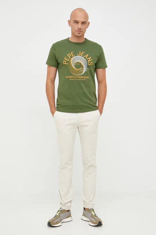 Bavlnené tričko Pepe Jeans zelená