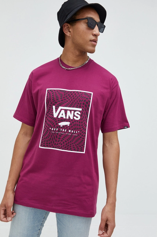 fioletowy Vans t-shirt bawełniany Męski