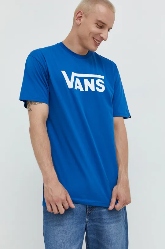 μπλε Βαμβακερό μπλουζάκι Vans Ανδρικά