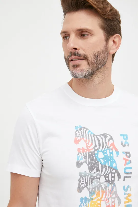 λευκό Βαμβακερό μπλουζάκι PS Paul Smith