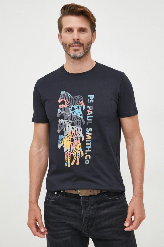 czarny PS Paul Smith t-shirt bawełniany Męski