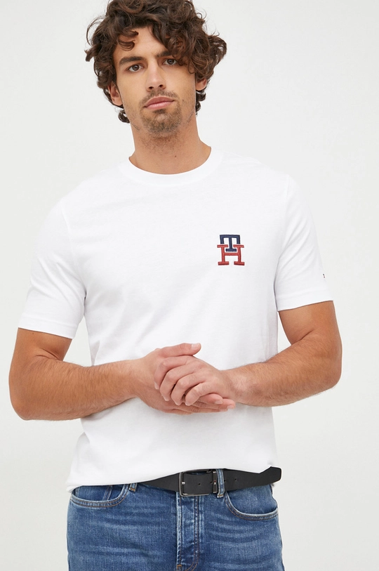 biały Tommy Hilfiger t-shirt Męski