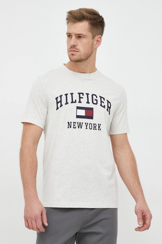 szary Tommy Hilfiger t-shirt bawełniany