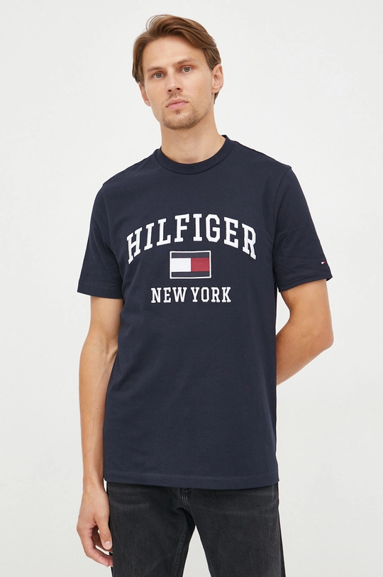 σκούρο μπλε Βαμβακερό μπλουζάκι Tommy Hilfiger Ανδρικά