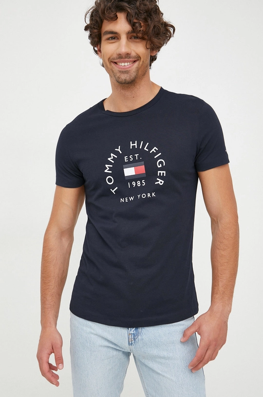 granatowy Tommy Hilfiger t-shirt bawełniany Męski