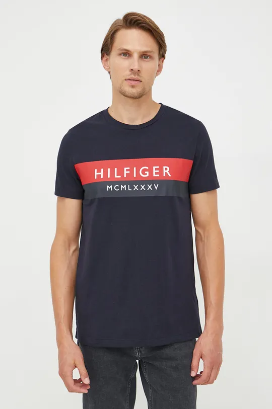 granatowy Tommy Hilfiger t-shirt bawełniany