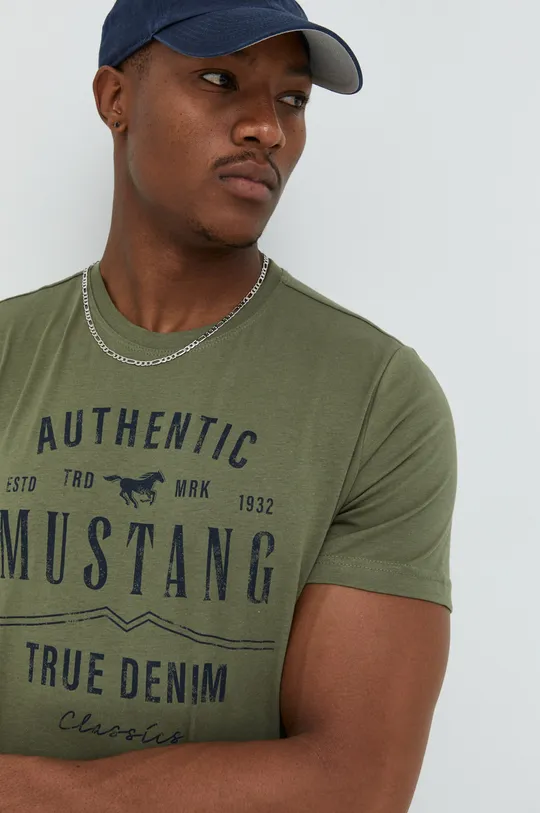 zielony Mustang t-shirt bawełniany