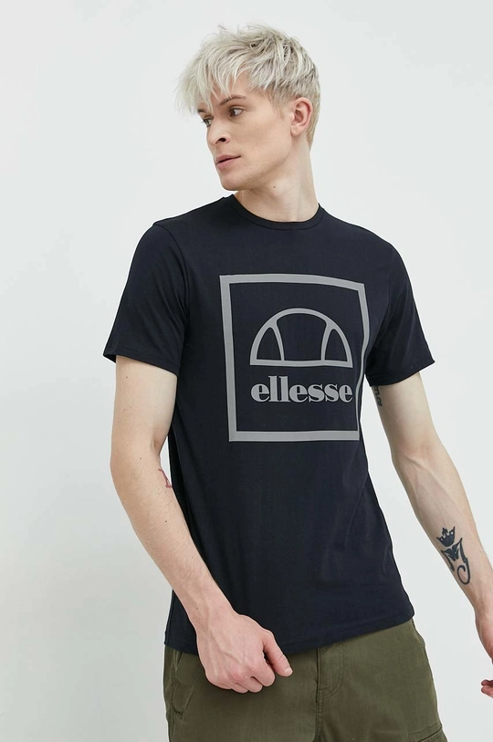 μαύρο Βαμβακερό μπλουζάκι Ellesse