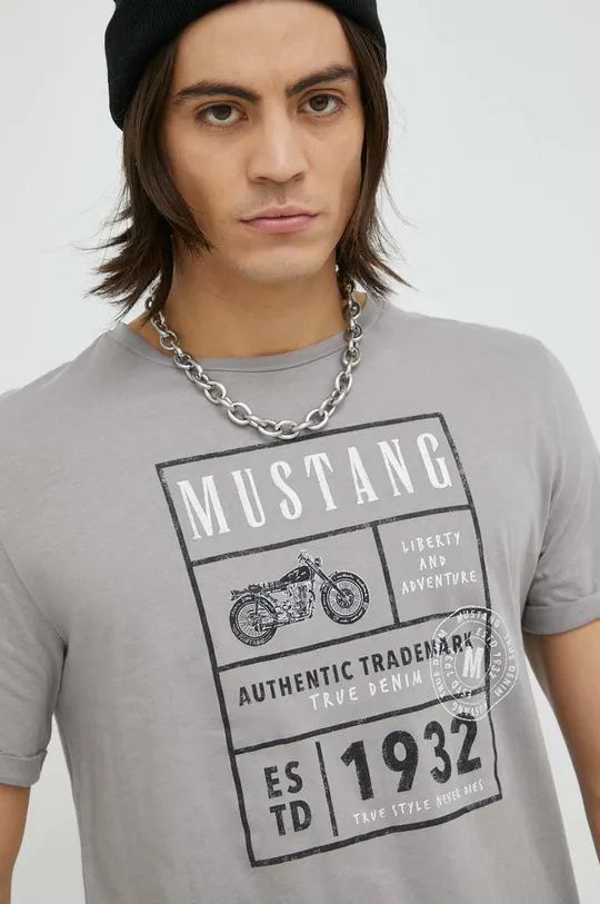 γκρί Βαμβακερό μπλουζάκι Mustang
