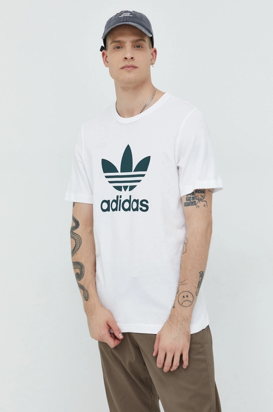 bela Bombažna kratka majica adidas Originals Moški