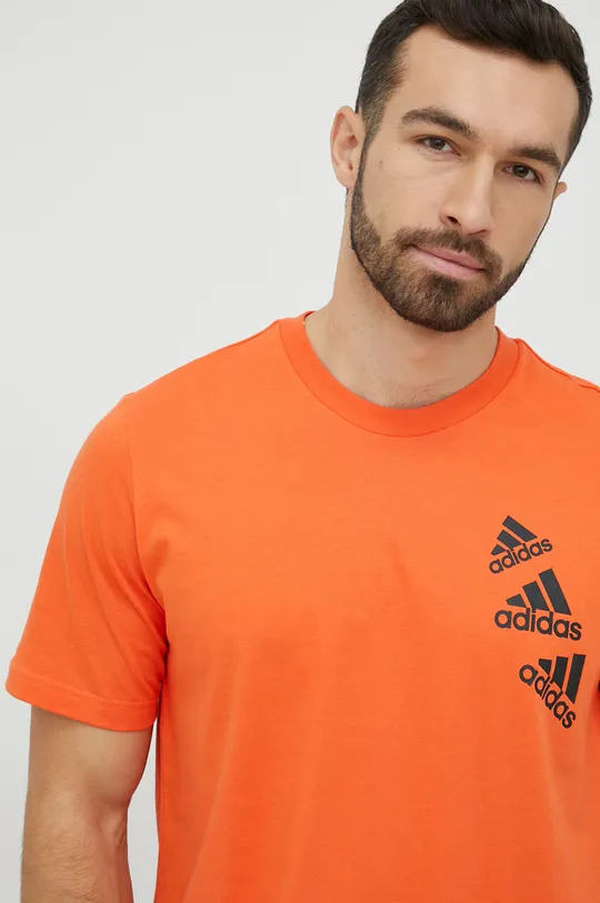 oranžová bavlnené tričko adidas Pánsky