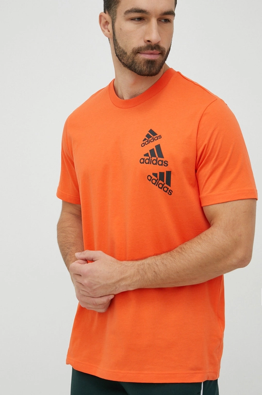 pomarańczowy adidas t-shirt bawełniany