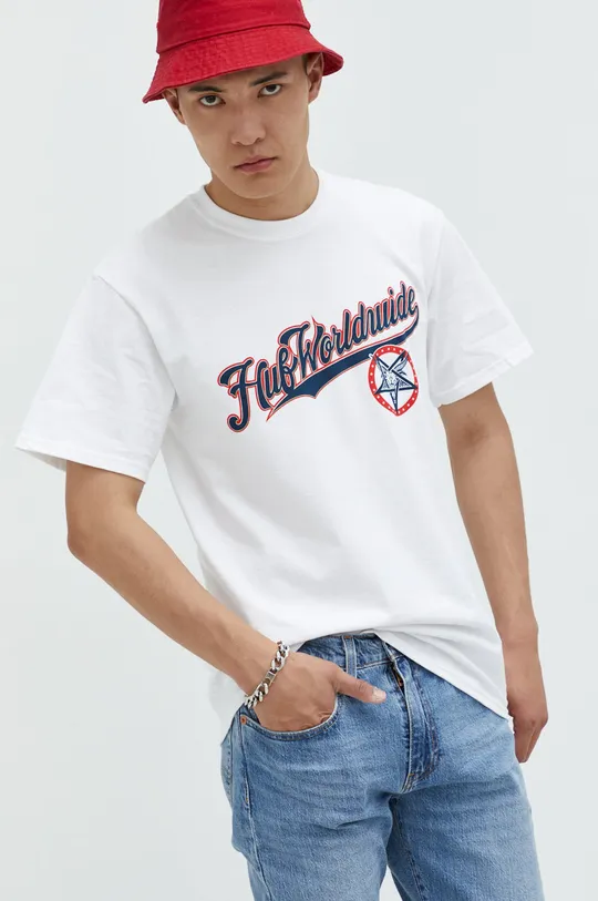 biały HUF t-shirt bawełniany x Trasher