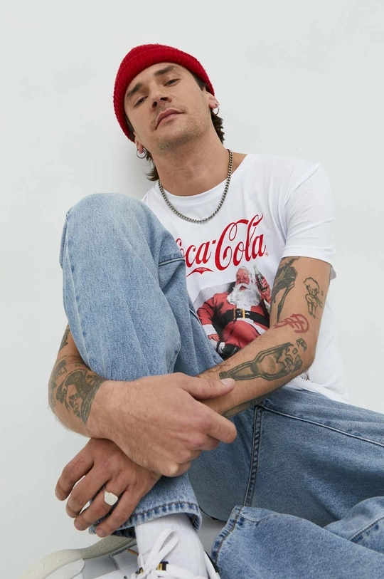 fehér Produkt by Jack & Jones pamut póló x Coca Cola Férfi