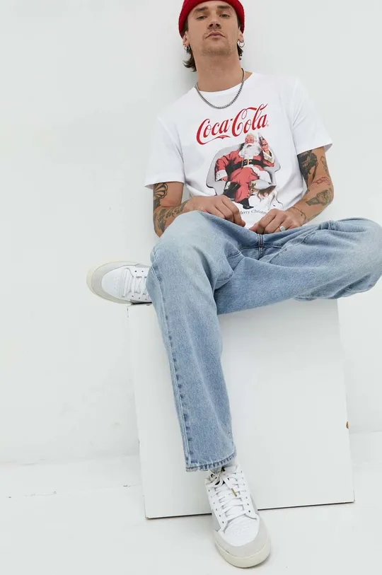 Produkt by Jack & Jones pamut póló x Coca Cola fehér