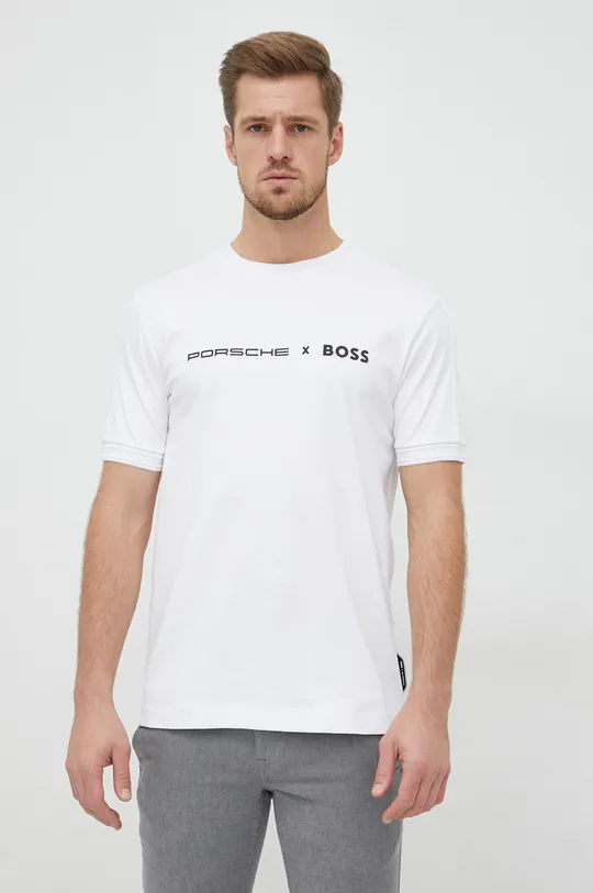 λευκό Βαμβακερό μπλουζάκι BOSS X Porshe Ανδρικά