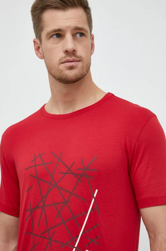 κόκκινο Βαμβακερό μπλουζάκι BOSS Ανδρικά