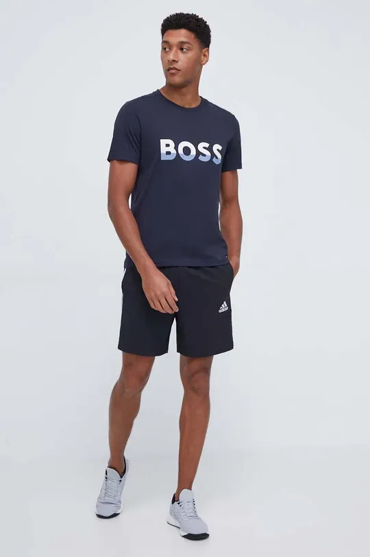 Хлопковая футболка BOSS BOSS ATHLEISURE тёмно-синий