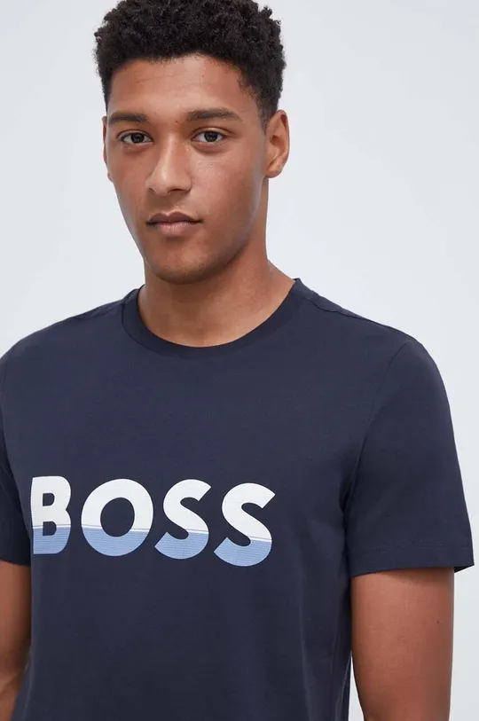 σκούρο μπλε Βαμβακερό μπλουζάκι BOSS BOSS ATHLEISURE