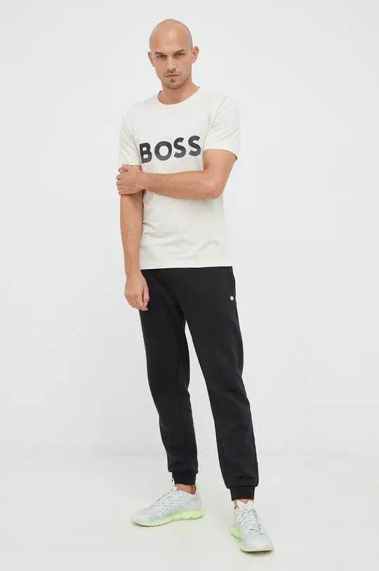 Βαμβακερό μπλουζάκι BOSS Boss Athleisure μπεζ