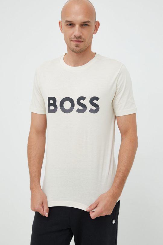 smetanová Bavlněné tričko BOSS Boss Athleisure