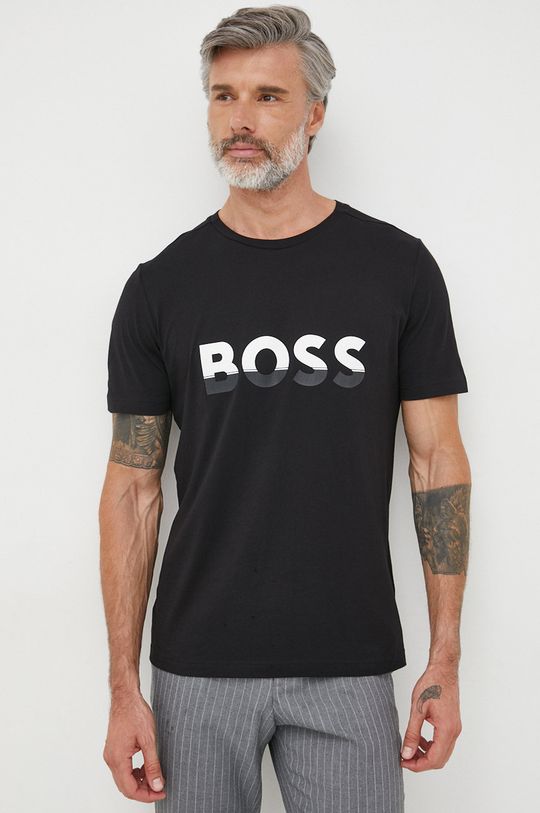 czarny BOSS t-shirt bawełniany BOSS ATHLEISURE Męski