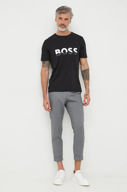 Хлопковая футболка BOSS Boss Athleisure чёрный
