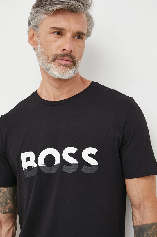 μαύρο Βαμβακερό μπλουζάκι BOSS Boss Athleisure