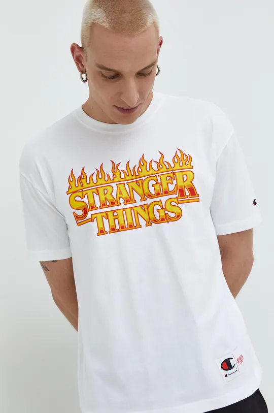 biały Champion t-shirt bawełniany xStranger Things Męski