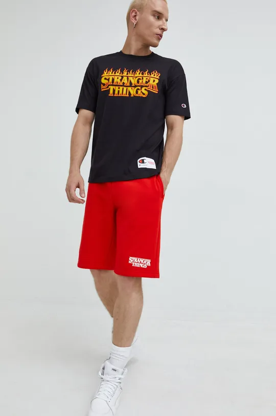 Champion t-shirt bawełniany xStranger Things czarny