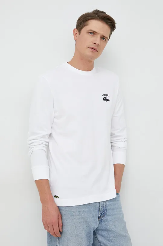 λευκό Βαμβακερή μπλούζα με μακριά μανίκια Lacoste Ανδρικά