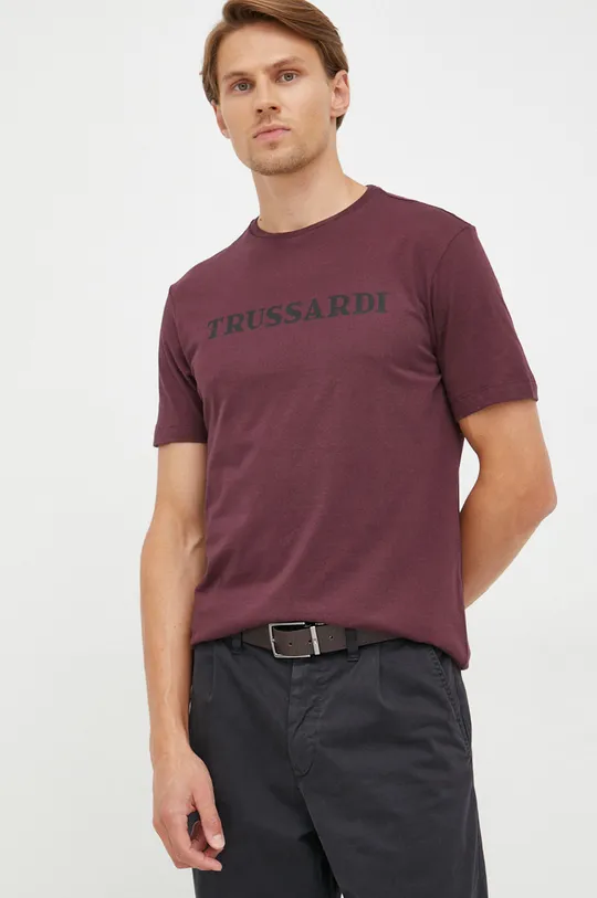 μπορντό Βαμβακερό μπλουζάκι Trussardi