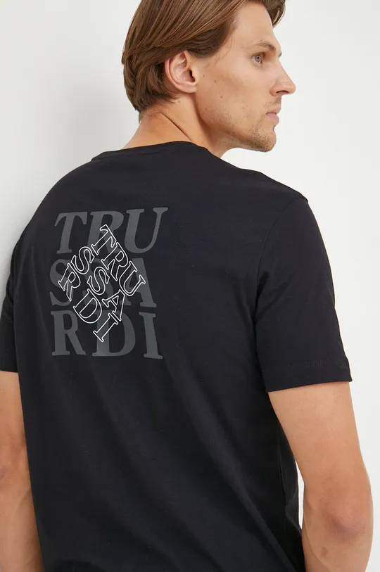 μαύρο Βαμβακερό μπλουζάκι Trussardi Ανδρικά
