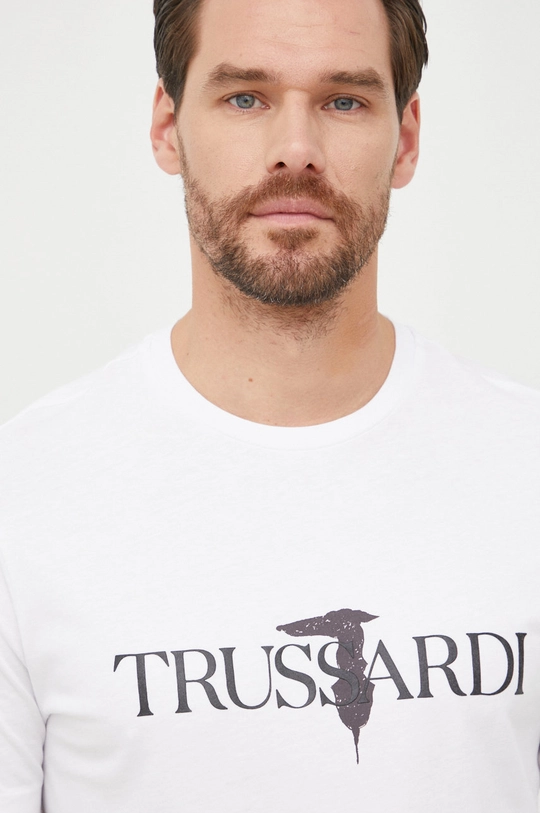 biały Trussardi t-shirt bawełniany