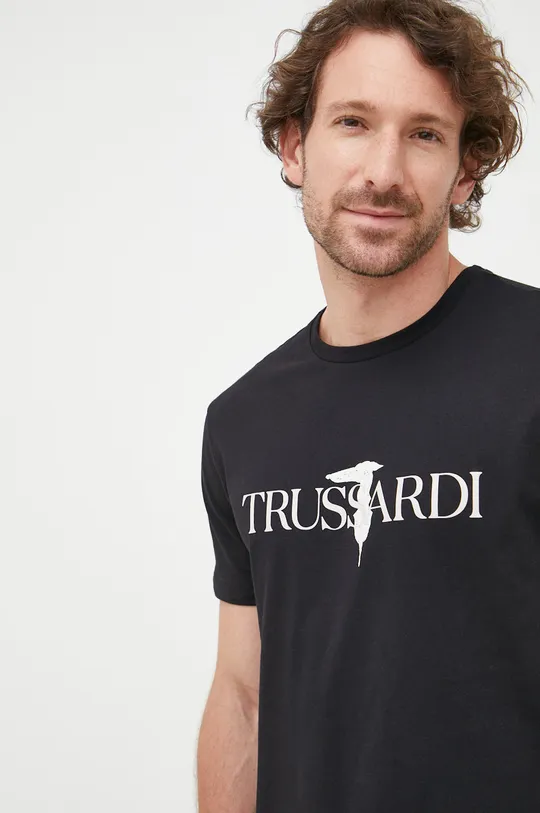 μαύρο Βαμβακερό μπλουζάκι Trussardi Ανδρικά