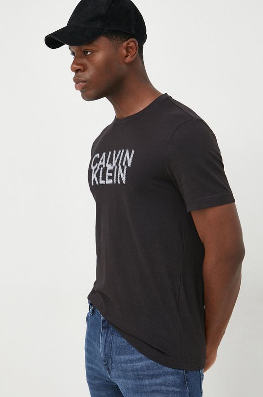 černá Bavlněné tričko Calvin Klein Pánský