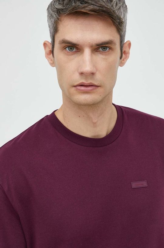 tmavě fialová Bavlněné tričko Calvin Klein