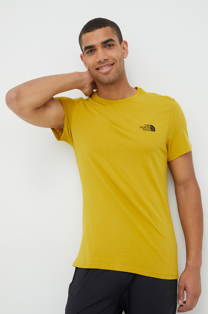 The North Face tshirt bawełniany, kolor zielony gładki