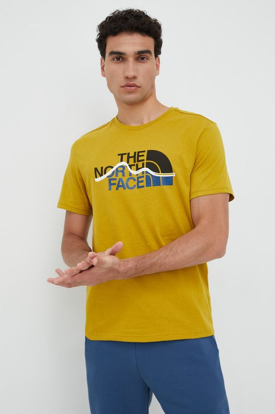 ciepły oliwkowy The North Face t-shirt bawełniany Męski