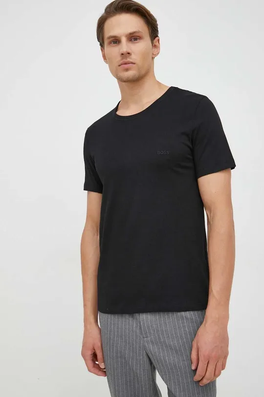 Βαμβακερό μπλουζάκι BOSS 3-pack μαύρο