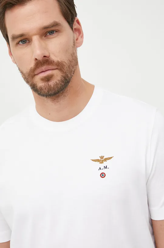 λευκό Βαμβακερό μπλουζάκι Aeronautica Militare